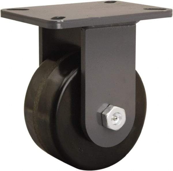 Hamilton - 6" Diam x 3" Wide x 8" OAH Top Plate Mount Rigid Caster - Phenolic, 2,000 Lb Capacity, Straight Roller Bearing, 5-1/4 x 7-1/4" Plate - All Tool & Supply