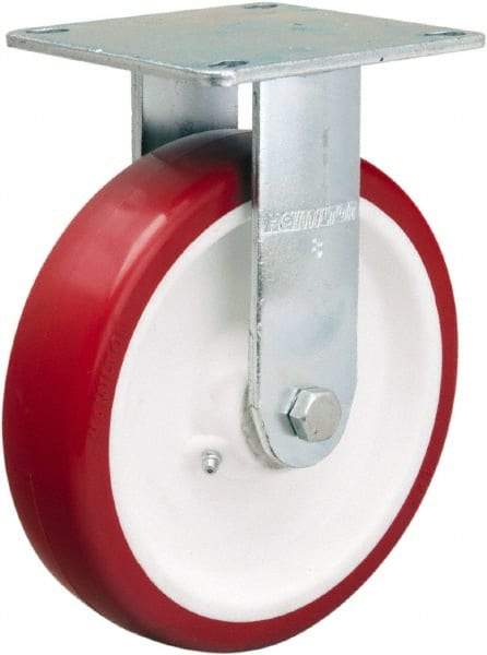 Hamilton - 8" Diam x 2" Wide x 9-1/2" OAH Top Plate Mount Rigid Caster - Polyurethane Mold on Polypropylene, 900 Lb Capacity, Straight Roller Bearing, 5 x 5-1/2" Plate - All Tool & Supply