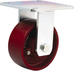 Hamilton - 5" Diam x 2" Wide x 6-1/2" OAH Top Plate Mount Rigid Caster - Cast Iron, 900 Lb Capacity, Sealed Precision Ball Bearing, 5 x 5-1/2" Plate - All Tool & Supply