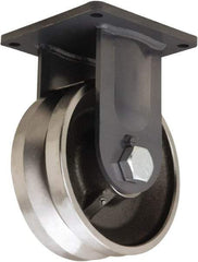 Hamilton - 10" Diam x 4" Wide, Forged Steel Rigid Caster - 16,000 Lb Capacity, Top Plate Mount, 8-1/2" x 8-1/2" Plate, Tapered Roller Bearing - All Tool & Supply