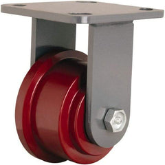 Hamilton - 3-1/2" Diam x 5-3/8" OAH Top Plate Mount Rigid Track - Iron, 1,400 Lb Capacity, Straight Roller Bearing, 4-1/2 x 6-1/2" Plate - All Tool & Supply