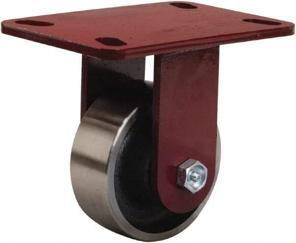 Hamilton - 4" Diam x 1-1/2" Wide x 5-5/8" OAH Top Plate Mount Rigid Caster - Forged Steel, 1,400 Lb Capacity, Straight Roller Bearing, 4-1/2 x 6-1/2" Plate - All Tool & Supply