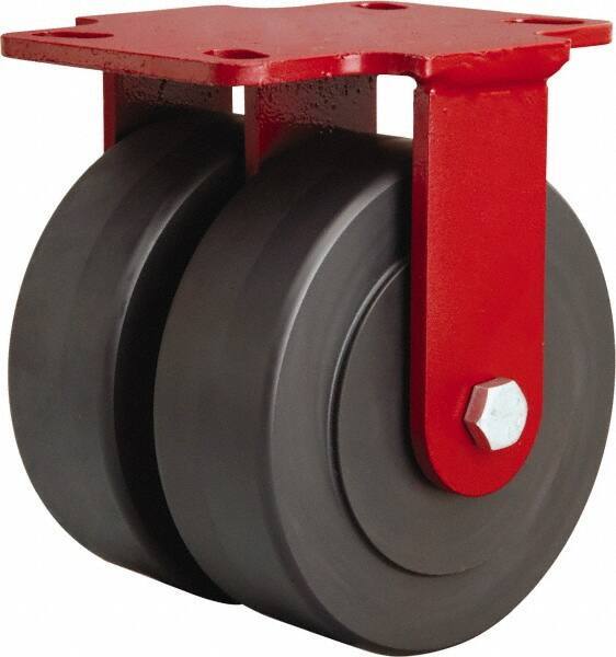 Hamilton - 6" Diam x 2" Wide x 7-3/4" OAH Top Plate Mount Rigid Caster - Nylon, 2,500 Lb Capacity, Sealed Precision Ball Bearing, 4-1/2 x 6-1/2" Plate - All Tool & Supply