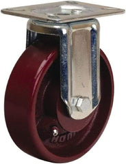 Hamilton - 5" Diam x 1-1/2" Wide x 6-1/16" OAH Top Plate Mount Rigid Caster - Cast Iron, 400 Lb Capacity, Straight Roller Bearing, 3-1/8 x 4-1/8" Plate - All Tool & Supply