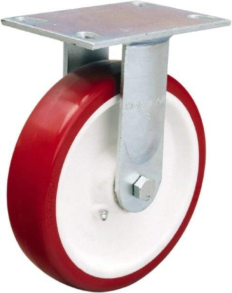 Hamilton - 8" Diam x 2" Wide x 9-1/2" OAH Top Plate Mount Rigid Caster - Polyurethane Mold on Polypropylene, 900 Lb Capacity, Straight Roller Bearing, 4-1/2 x 6-1/4" Plate - All Tool & Supply