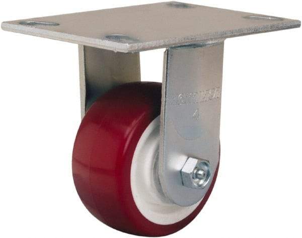 Hamilton - 4" Diam x 2" Wide x 5-5/8" OAH Top Plate Mount Rigid Caster - Polyurethane Mold on Polypropylene, 500 Lb Capacity, Straight Roller Bearing, 4-1/2 x 6-1/4" Plate - All Tool & Supply