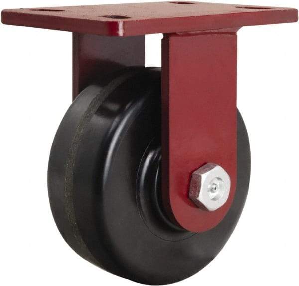 Hamilton - 6" Diam x 2-1/2" Wide x 7-1/2" OAH Top Plate Mount Rigid Caster - Phenolic, 1,800 Lb Capacity, Straight Roller Bearing, 5 x 7" Plate - All Tool & Supply