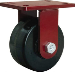 Hamilton - 6" Diam x 3" Wide x 7-1/2" OAH Top Plate Mount Rigid Caster - Phenolic, 2,000 Lb Capacity, Straight Roller Bearing, 5 x 7" Plate - All Tool & Supply