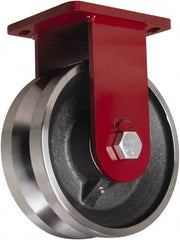 Hamilton - 10" Diam x 3" Wide, Iron Rigid Caster - 4,500 Lb Capacity, Top Plate Mount, 6-1/2" x 7-1/2" Plate, Tapered Roller Bearing - All Tool & Supply