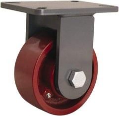 Hamilton - 6" Diam x 2-1/2" Wide x 8" OAH Top Plate Mount Rigid Caster - Cast Iron, 2,200 Lb Capacity, Straight Roller Bearing, 5-1/4 x 7-1/4" Plate - All Tool & Supply