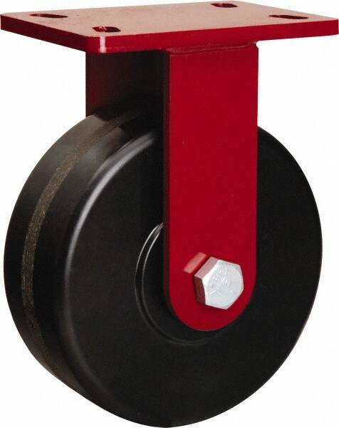 Hamilton - 8" Diam x 3" Wide x 10-1/8" OAH Top Plate Mount Rigid Caster - Phenolic, 2,200 Lb Capacity, Straight Roller Bearing, 5 x 7" Plate - All Tool & Supply