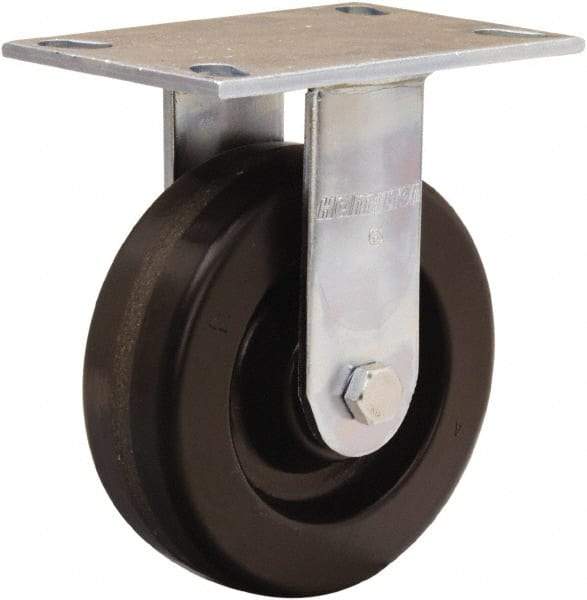 Hamilton - 6" Diam x 2" Wide x 7-1/2" OAH Top Plate Mount Rigid Caster - Phenolic, 1,200 Lb Capacity, Straight Roller Bearing, 4-1/2 x 6-1/4" Plate - All Tool & Supply