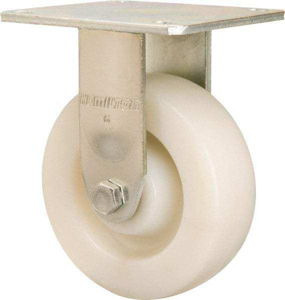 Hamilton - 6" Diam x 2" Wide x 7-1/2" OAH Top Plate Mount Rigid Caster - Nylon, 1,000 Lb Capacity, Sealed Precision Ball Bearing, 4 x 4-1/2" Plate - All Tool & Supply