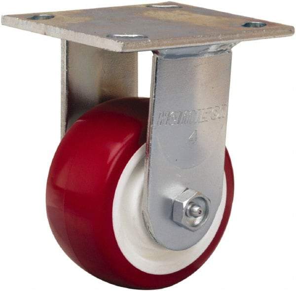 Hamilton - 4" Diam x 2" Wide x 5-5/8" OAH Top Plate Mount Rigid Caster - Polyurethane Mold on Polypropylene, 750 Lb Capacity, Straight Roller Bearing, 4 x 4-1/2" Plate - All Tool & Supply