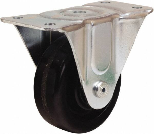 Hamilton - 4" Diam x 1-1/2" Wide x 5" OAH Top Plate Mount Rigid Caster - Phenolic, 375 Lb Capacity, Straight Roller Bearing, 3 x 6-3/16" Plate - All Tool & Supply