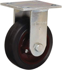 Hamilton - 5" Diam x 2" Wide x 6-1/2" OAH Top Plate Mount Rigid Caster - Rubber Mold on Cast Iron, 350 Lb Capacity, Straight Roller Bearing, 4 x 4-1/2" Plate - All Tool & Supply