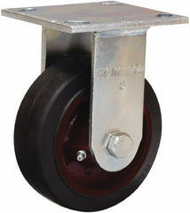 Hamilton - 4" Diam x 2" Wide x 5-5/8" OAH Top Plate Mount Rigid Caster - Rubber Mold on Cast Iron, Straight Roller Bearing, 4 x 4-1/2" Plate - All Tool & Supply