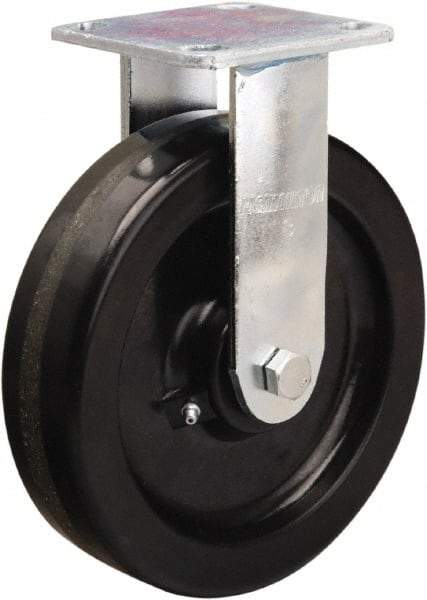 Hamilton - 8" Diam x 2" Wide x 9-1/2" OAH Top Plate Mount Rigid Caster - Phenolic, 1,200 Lb Capacity, Straight Roller Bearing, 4 x 4-1/2" Plate - All Tool & Supply