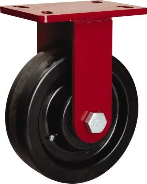 Hamilton - 8" Diam x 2-1/2" Wide x 10-1/8" OAH Top Plate Mount Rigid Caster - Phenolic, 2,000 Lb Capacity, Straight Roller Bearing, 5 x 7" Plate - All Tool & Supply