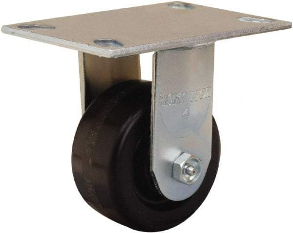 Hamilton - 4" Diam x 2" Wide x 5-5/8" OAH Top Plate Mount Rigid Caster - Phenolic, 800 Lb Capacity, Straight Roller Bearing, 4-1/2 x 6-1/4" Plate - All Tool & Supply