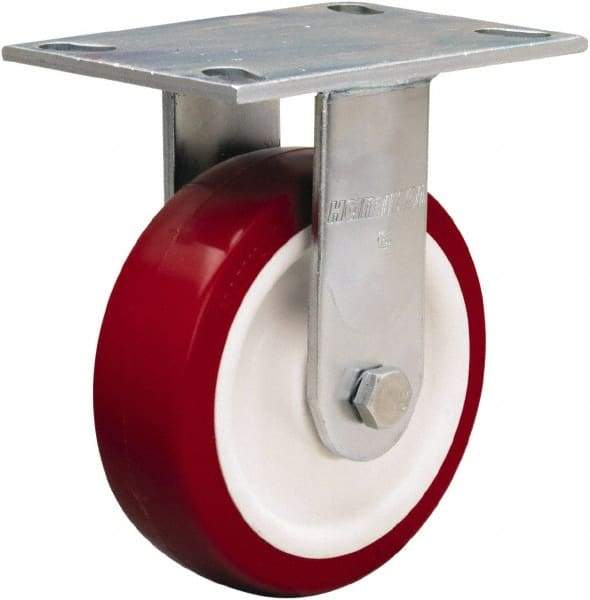 Hamilton - 6" Diam x 2" Wide x 7-1/2" OAH Top Plate Mount Rigid Caster - Polyurethane Mold on Polypropylene, 900 Lb Capacity, Straight Roller Bearing, 4-1/2 x 6-1/4" Plate - All Tool & Supply