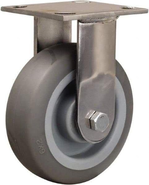 Hamilton - 5" Diam x 2" Wide x 6-1/2" OAH Top Plate Mount Rigid Caster - Rubber Mold on Polyolefin, 350 Lb Capacity, Delrin Bearing, 3-3/4 x 4-1/2" Plate - All Tool & Supply