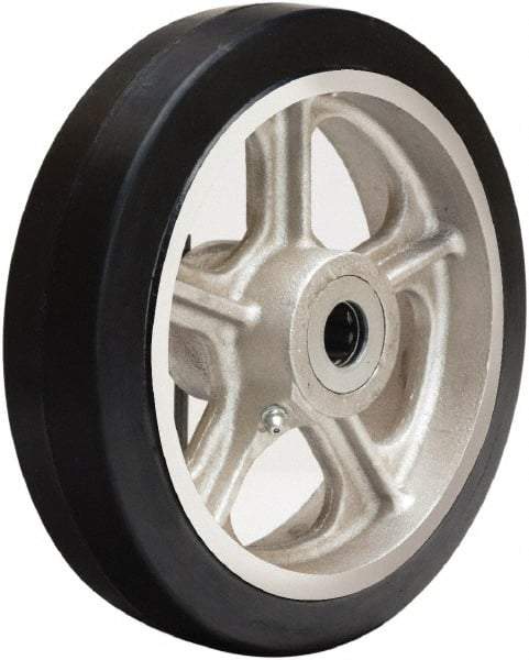 Hamilton - 8 Inch Diameter x 2 Inch Wide, Rubber on Cast Iron Caster Wheel - 500 Lb. Capacity, 2-1/4 Inch Hub Length, 3/4 Inch Axle Diameter, Straight Roller Bearing - All Tool & Supply