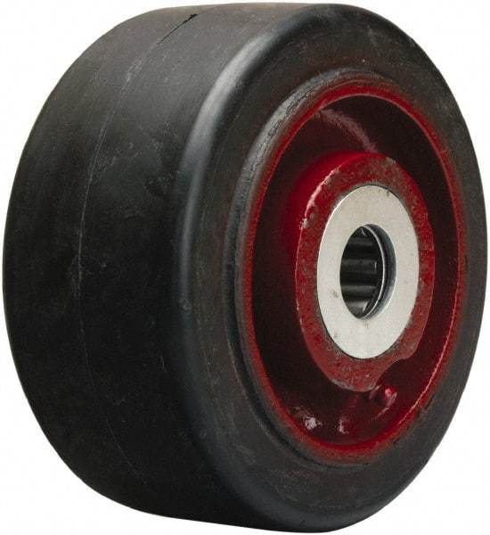 Hamilton - 6 Inch Diameter x 3 Inch Wide, Rubber on Cast Iron Caster Wheel - 680 Lb. Capacity, 3-1/4 Inch Hub Length, 1 Inch Axle Diameter, Straight Roller Bearing - All Tool & Supply