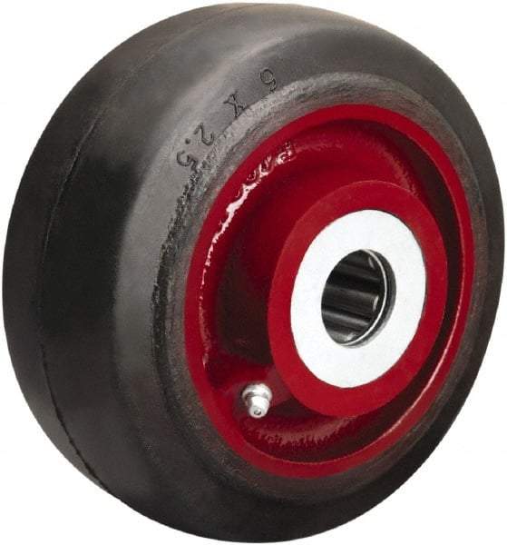 Hamilton - 6 Inch Diameter x 2-1/2 Inch Wide, Rubber on Cast Iron Caster Wheel - 540 Lb. Capacity, 3-1/4 Inch Hub Length, 1-1/4 Inch Axle Diameter, Straight Roller Bearing - All Tool & Supply