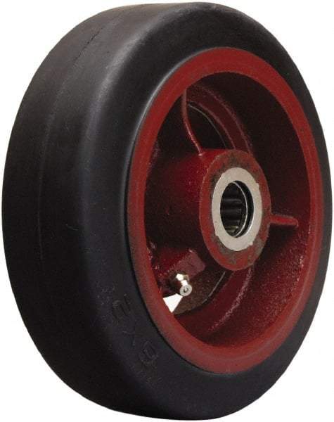 Hamilton - 6 Inch Diameter x 2 Inch Wide, Rubber on Cast Iron Caster Wheel - 410 Lb. Capacity, 2-1/4 Inch Hub Length, 7/8 Inch Axle Diameter, Straight Roller Bearing - All Tool & Supply