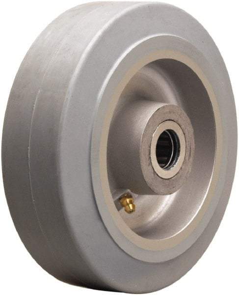 Hamilton - 6 Inch Diameter x 2 Inch Wide, Rubber on Aluminum Caster Wheel - 410 Lb. Capacity, 2-1/4 Inch Hub Length, 3/4 Inch Axle Diameter, Straight Roller Bearing - All Tool & Supply