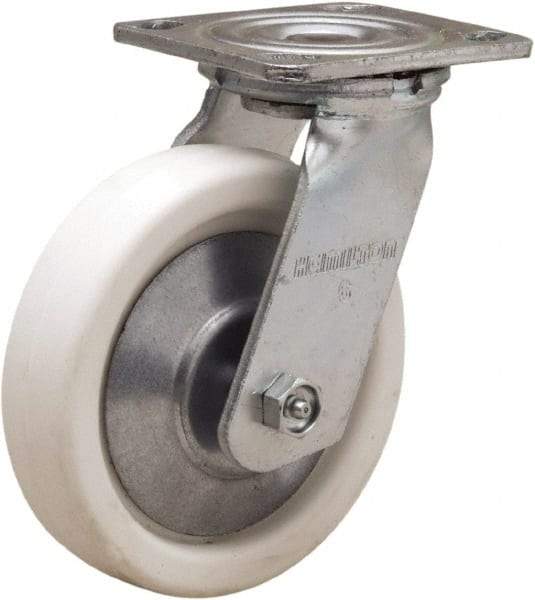 Hamilton - 6" Diam x 1-1/2" Wide x 7-1/2" OAH Top Plate Mount Swivel Caster - Polyolefin, 525 Lb Capacity, Delrin Bearing, 4 x 4-1/2" Plate - All Tool & Supply