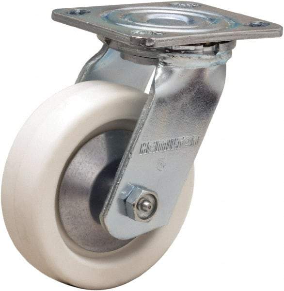 Hamilton - 5" Diam x 1-1/2" Wide x 6-1/2" OAH Top Plate Mount Swivel Caster - Polyolefin, 400 Lb Capacity, Delrin Bearing, 4 x 4-1/2" Plate - All Tool & Supply