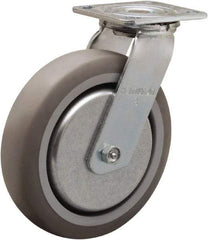 Hamilton - 8" Diam x 2" Wide x 9-1/2" OAH Top Plate Mount Swivel Caster - Rubber Mold on Polyolefin, 500 Lb Capacity, Straight Roller Bearing, 4 x 4-1/2" Plate - All Tool & Supply