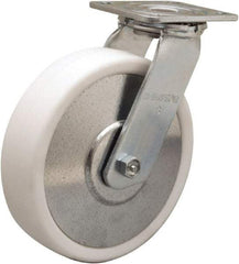 Hamilton - 8" Diam x 2" Wide x 9-1/2" OAH Top Plate Mount Swivel Caster - Polyolefin, 900 Lb Capacity, Delrin Bearing, 4 x 4-1/2" Plate - All Tool & Supply