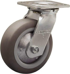 Hamilton - 6" Diam x 2" Wide x 7-1/2" OAH Top Plate Mount Swivel Caster - Rubber Mold on Polyolefin, 410 Lb Capacity, Straight Roller Bearing, 4 x 4-1/2" Plate - All Tool & Supply