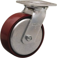 Hamilton - 6" Diam x 2" Wide x 7-1/2" OAH Top Plate Mount Swivel Caster - Cast Iron, 800 Lb Capacity, Sealed Precision Ball Bearing, 4 x 4-1/2" Plate - All Tool & Supply