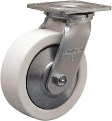 Hamilton - 6" Diam x 2" Wide x 7-1/2" OAH Top Plate Mount Swivel Caster - Polyolefin, 750 Lb Capacity, Delrin Bearing, 4 x 4-1/2" Plate - All Tool & Supply