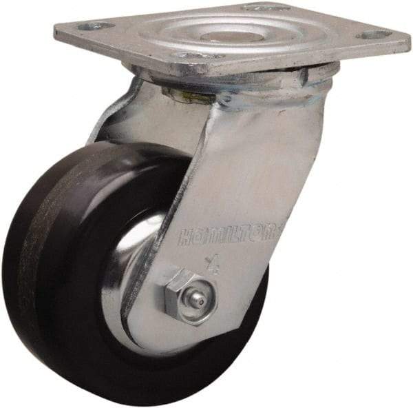 Hamilton - 4" Diam x 2" Wide x 5-5/8" OAH Top Plate Mount Swivel Caster - Phenolic, 800 Lb Capacity, Straight Roller Bearing, 4 x 4-1/2" Plate - All Tool & Supply