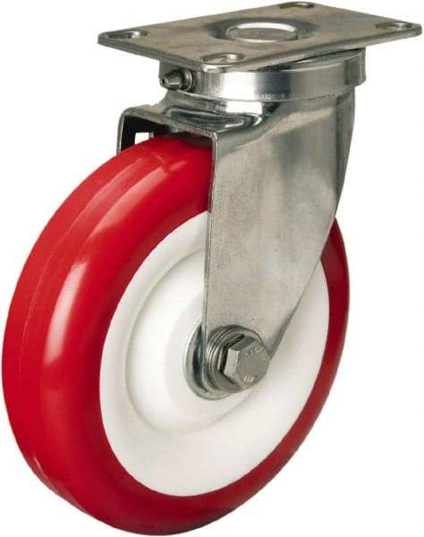 Hamilton - 5" Diam x 1-3/8" Wide x 6-1/4" OAH Top Plate Mount Swivel Caster - Polyurethane Mold on Polypropylene, 325 Lb Capacity, Delrin Bearing, 2-3/8 x 3-5/8" Plate - All Tool & Supply