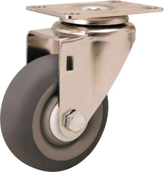 Hamilton - 3-1/2" Diam x 1-3/8" Wide x 4-7/8" OAH Top Plate Mount Swivel Caster - Rubber Mold on Polyolefin, 240 Lb Capacity, Delrin Bearing, 2-3/8 x 3-5/8" Plate - All Tool & Supply