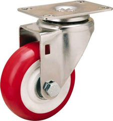 Hamilton - 3-1/2" Diam x 1-3/8" Wide x 4-7/8" OAH Top Plate Mount Swivel Caster - Polyurethane Mold on Polypropylene, 325 Lb Capacity, Delrin Bearing, 2-3/8 x 3-5/8" Plate - All Tool & Supply