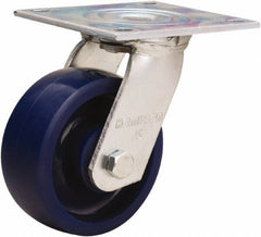 Hamilton - 5" Diam x 2" Wide x 6-1/2" OAH Top Plate Mount Swivel Caster - Polyurethane, 900 Lb Capacity, Sealed Precision Ball Bearing, 5 x 5-1/2" Plate - All Tool & Supply