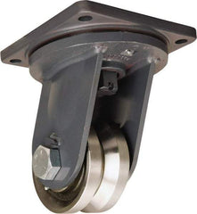 Hamilton - 6" Diam x 3" Wide, Forged Steel Swivel Caster - 10,000 Lb Capacity, Top Plate Mount, 8-1/2" x 8-1/2" Plate, Tapered Roller Bearing - All Tool & Supply