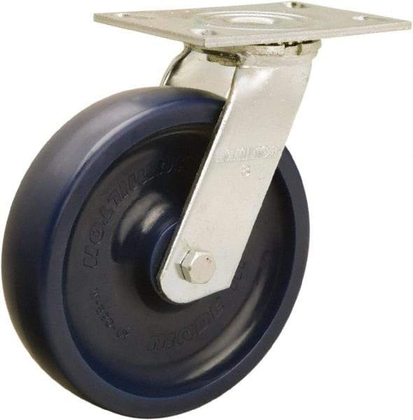 Hamilton - 8" Diam x 2" Wide x 9-1/2" OAH Top Plate Mount Swivel Caster - Polyurethane, 900 Lb Capacity, Sealed Precision Ball Bearing, 4-1/2 x 6-1/4" Plate - All Tool & Supply