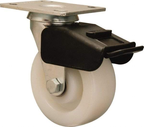 Hamilton - 5" Diam x 2" Wide x 6-1/2" OAH Top Plate Mount Swivel Caster with Brake - Nylon, 850 Lb Capacity, Precision Ball Bearing, 4 x 4-1/2" Plate - All Tool & Supply