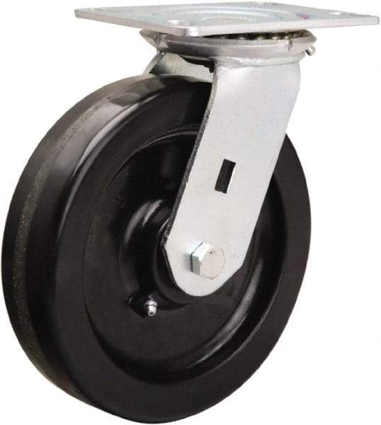 Hamilton - 8" Diam x 2" Wide x 9-1/2" OAH Top Plate Mount Swivel Caster - Phenolic, 1,400 Lb Capacity, Straight Roller Bearing, 4-1/2 x 6-1/4" Plate - All Tool & Supply