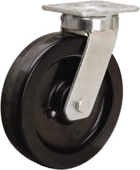 Hamilton - 8" Diam x 2" Wide x 9-1/2" OAH Top Plate Mount Swivel Caster - Phenolic, 1,400 Lb Capacity, Straight Roller Bearing, 4 x 4-1/2" Plate - All Tool & Supply