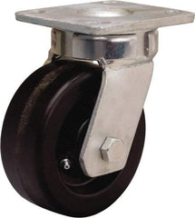 Hamilton - 5" Diam x 2" Wide x 7" OAH Top Plate Mount Swivel Caster - Phenolic, 1,000 Lb Capacity, Straight Roller Bearing, 4 x 4-1/2" Plate - All Tool & Supply