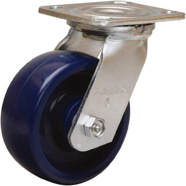 Hamilton - 5" Diam x 2" Wide x 6-1/2" OAH Top Plate Mount Swivel Caster - Polyurethane, 900 Lb Capacity, Sealed Precision Ball Bearing, 4 x 4-1/2" Plate - All Tool & Supply